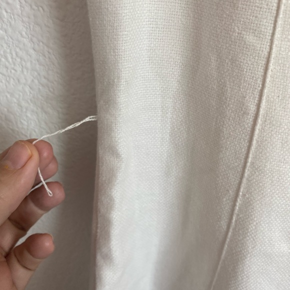 Talbots Size 8 White Green Linen Cotton Sleeveless Dragonfly Lined Dress Pockets - Picture 6 of 15